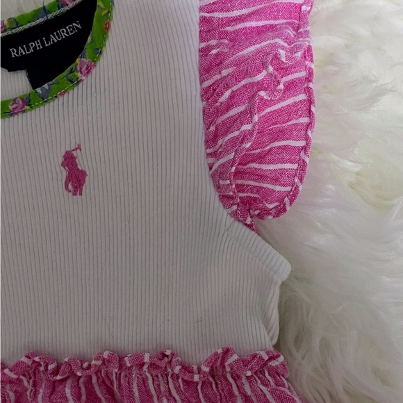 Ralph Lauren Pink and White Dress with Green Trim - Picture 4 of 7
